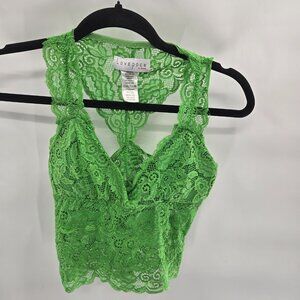 Lovepoem by Block Neon Green Racerback Lace Bralette Cami Size Medium/Large